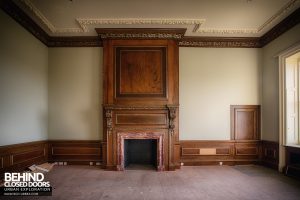 Stanford Hall - Bedroom with grand fireplace