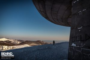 Buzludzha - Man dwarfed by the monument