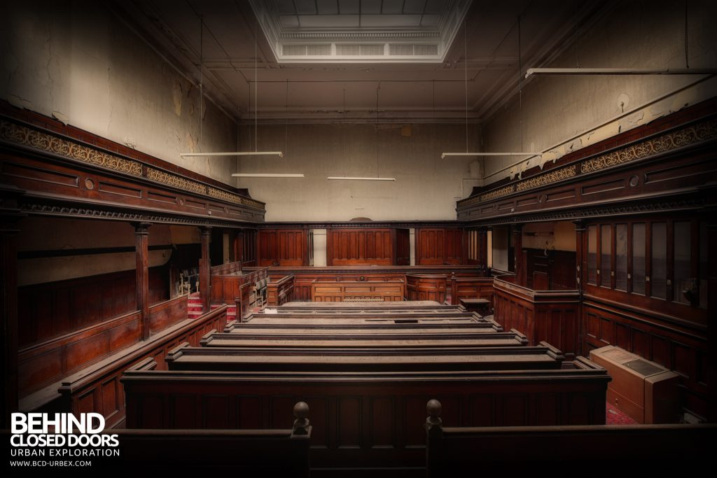 Sheffield Old Town Hall and Crown Courts - Main court room viewed from the back