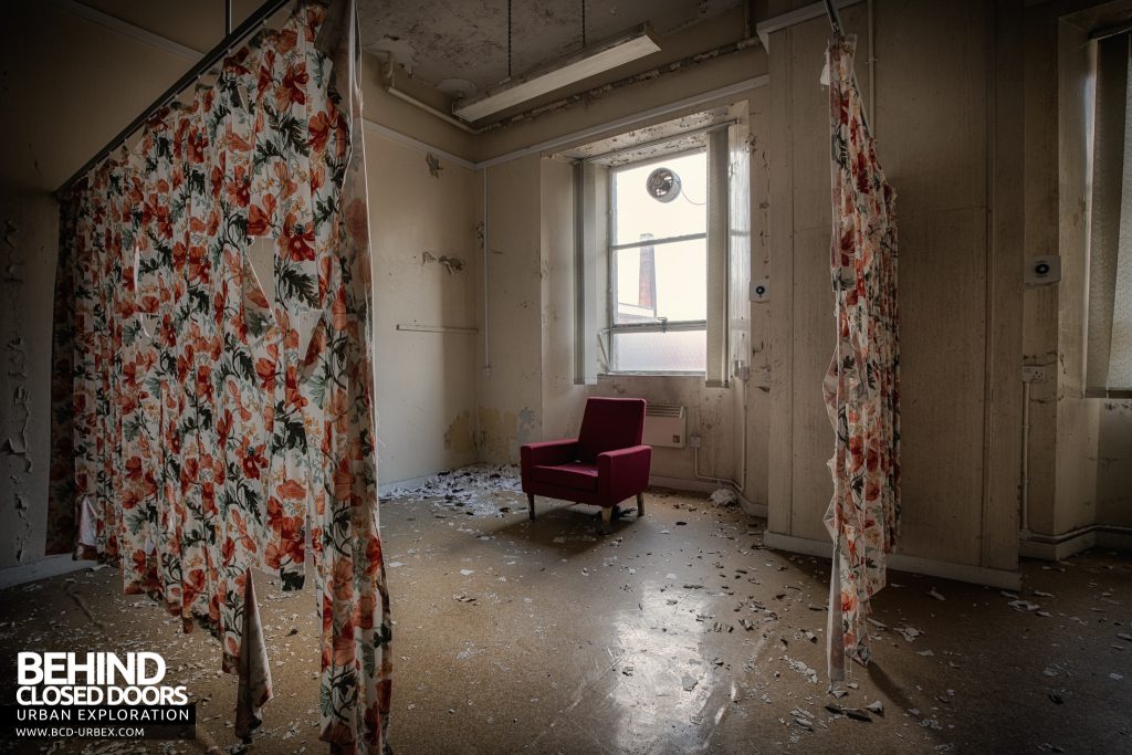 Royal Haslar Hospital - Chair behind frayed curtains