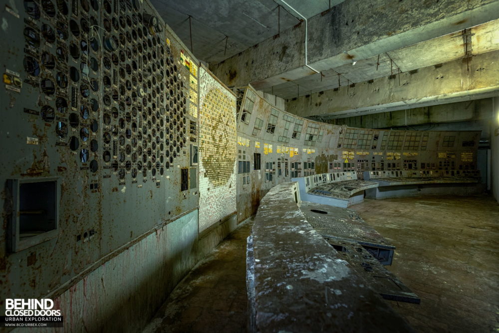 Chernobyl Power Plant - View down control room 4