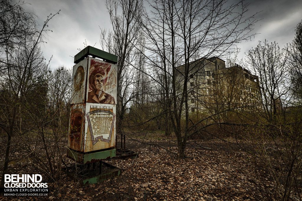 Pripyat - A signbox showing propaganda