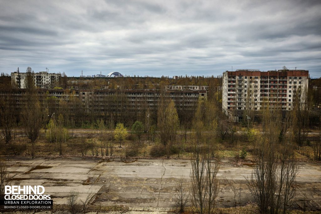 Pripyat - Blocks of flats in front of the power plant