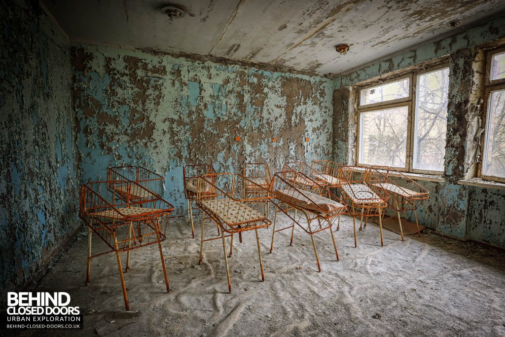 Pripyat Hospital - A room full of cots in the maternity ward
