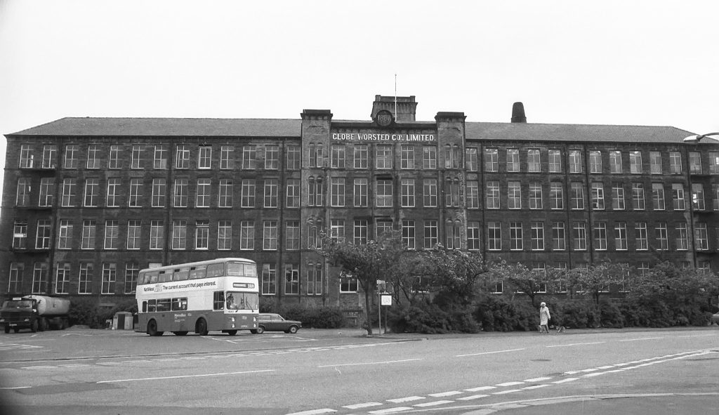Globe Worsted Mills, c. 1983. Image by Chris Allen, Geograph