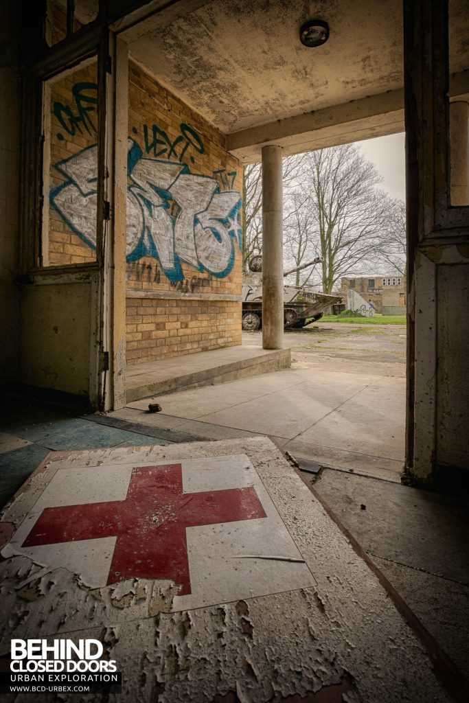 RAF Upwood - Tank and red cross on door on floor