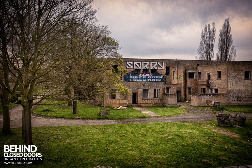 RAF Upwood - Graffiti on building "Sorry I was Miles Away"