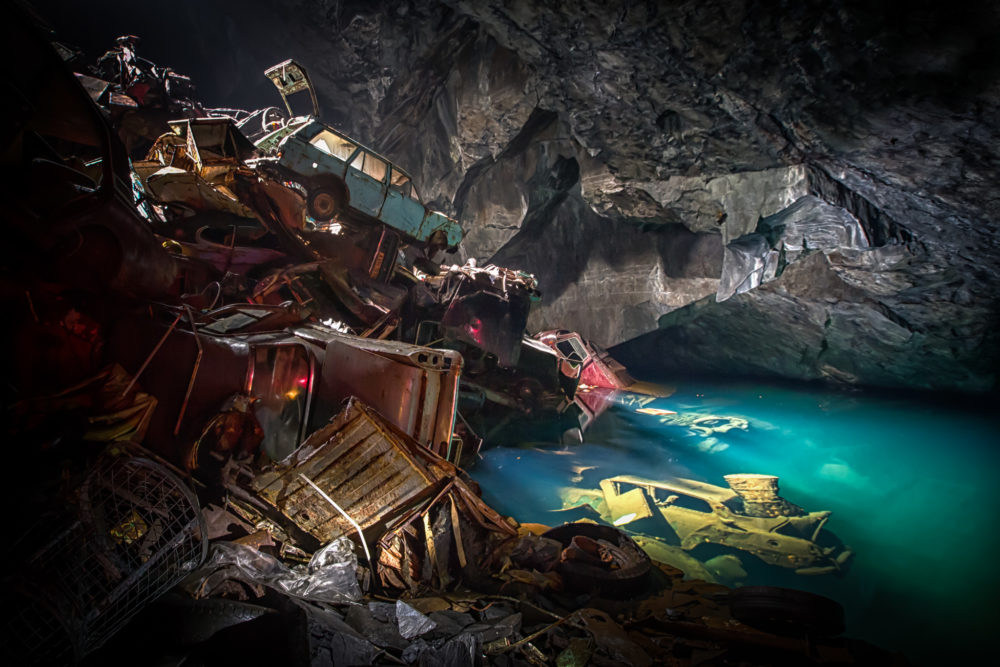 Cavern of the Lost Souls - Some of the cars are below the crystal clear water