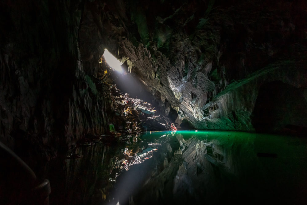 Cavern of the Lost Souls - Wider view of the mine's cave and the reflection on the water