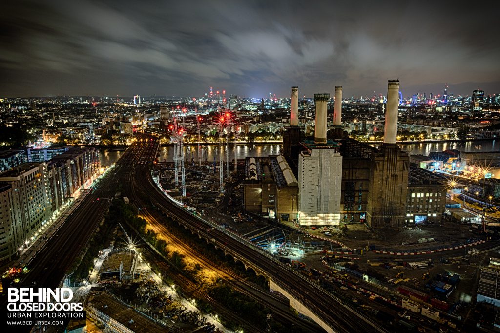 London Rooftops - Battersea Power Station next to Victoria Railway Bridge