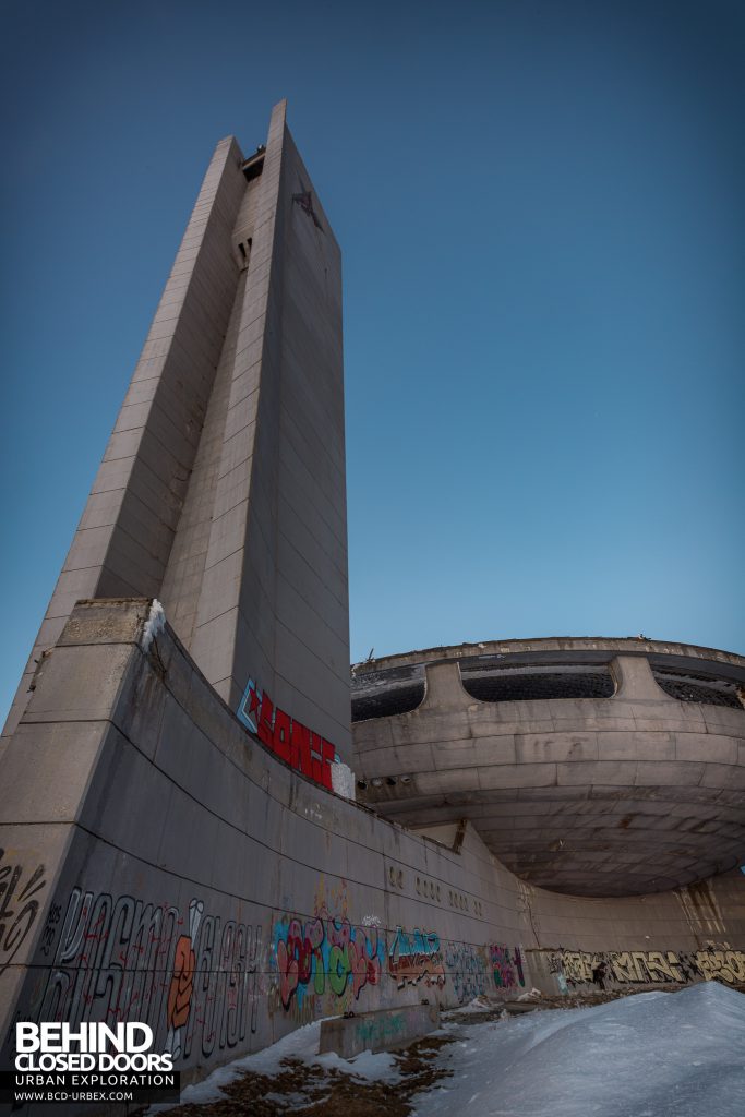 Buzludzha - The huge tower is 107m high