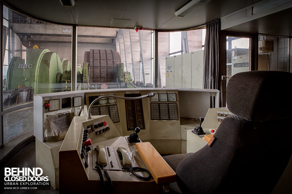 Bergwerk West Friedrich-Heinrich, Germany - The drivers view from inside the control booth