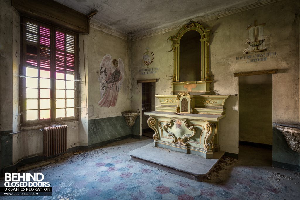 St Joseph's Orphanage Italy - The chapel with painted angels on the walls