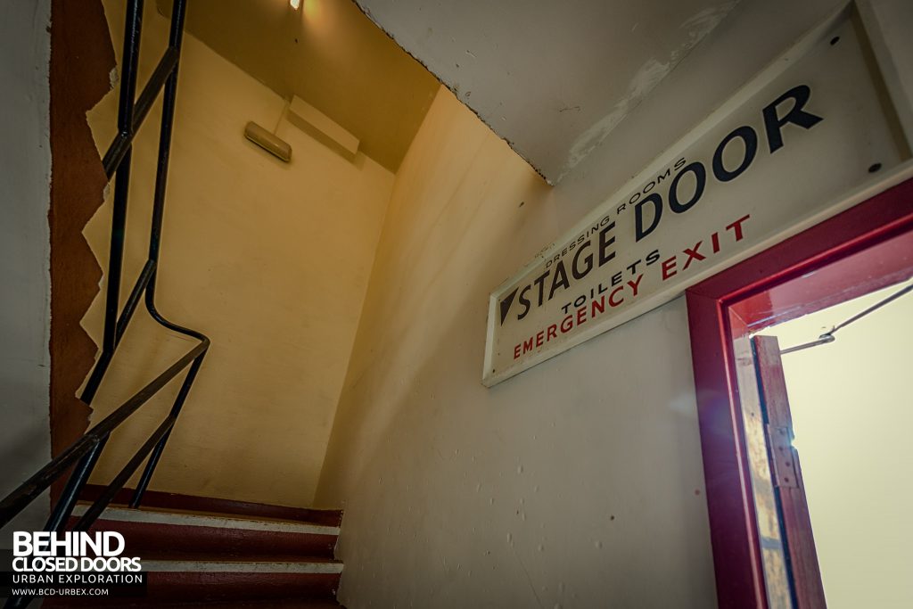 Futurist Theatre - Old signage behind the stage