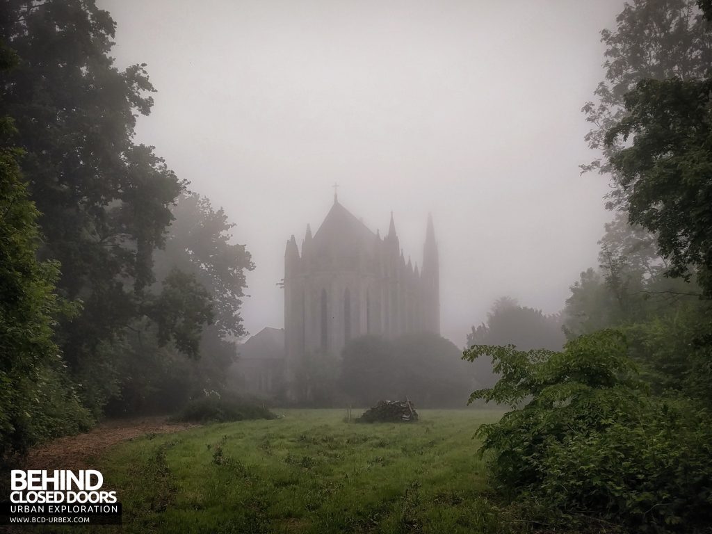 Chapelle des Pelotes, France - The chapel in the fog