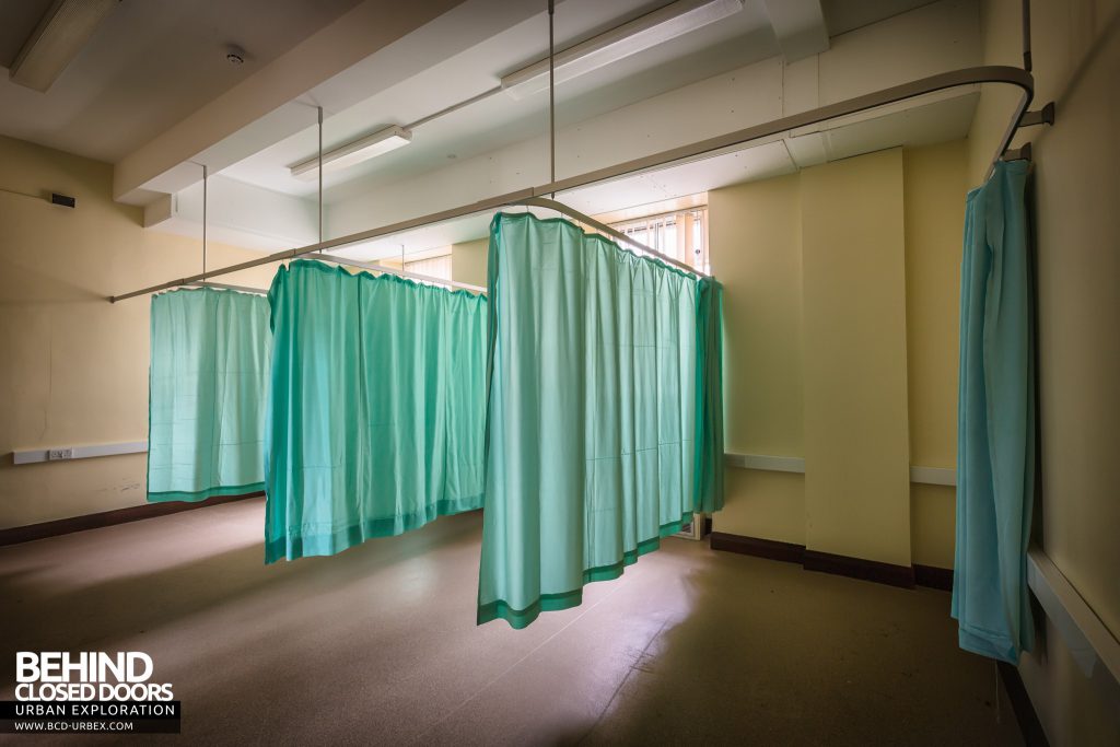 Sunnyside Asylum, Montrose - Curtains hanging inside a small open ward