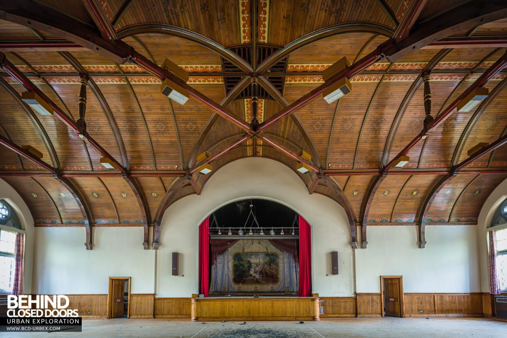 Sunnyside Asylum, Montrose - The grand hall with stage at one side