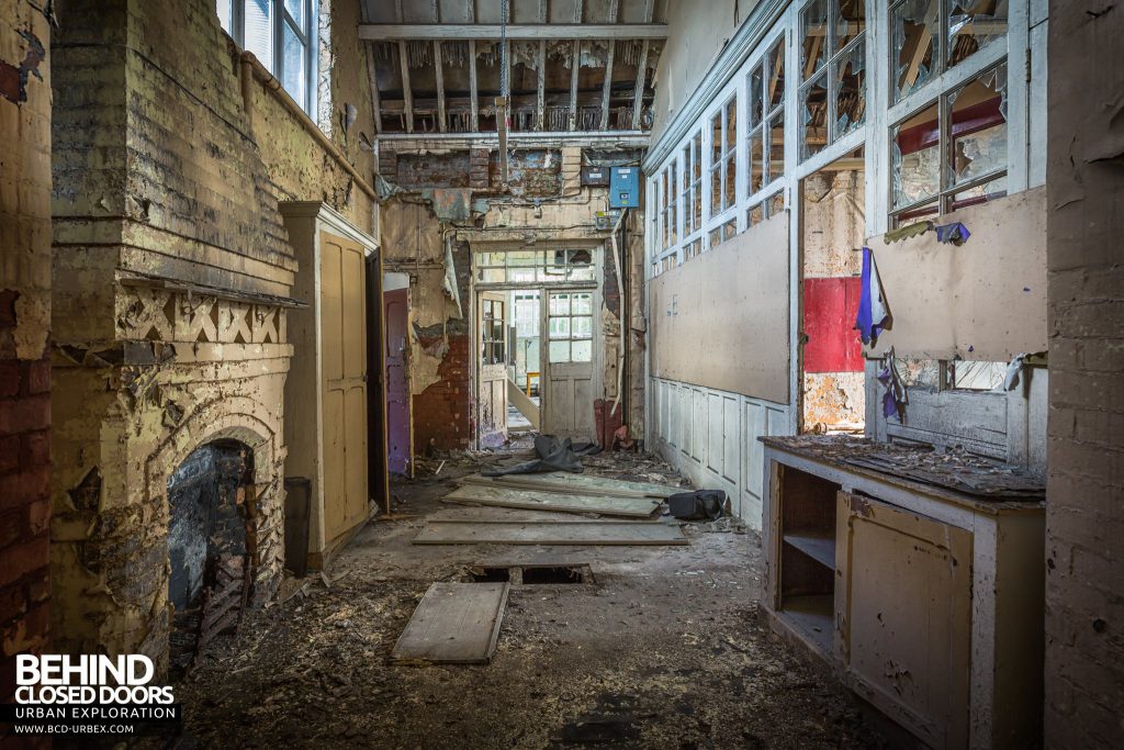 St John the Baptist School, Wigan - Fireplace in corridor