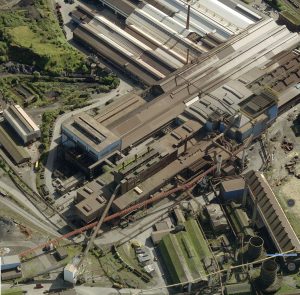 Aerial view of the Duferco works at Usine Gustave Boël