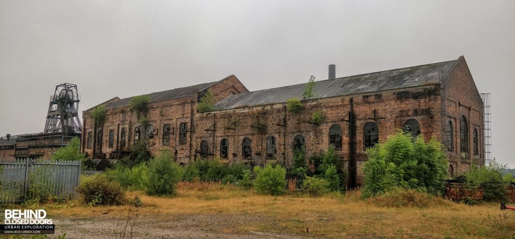 Chatterley Whitfield - From left to right: The Hesketh headstock, winding house and power house