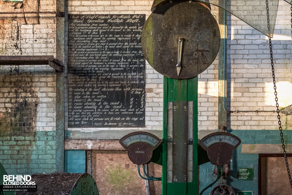 Institute Winding House - "Code of Shaft Signals" signage dated 1967​