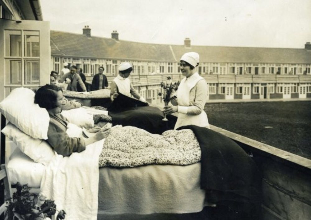 Royal Papworth Hospital - Archive image of open air verandas (circa 1932)
